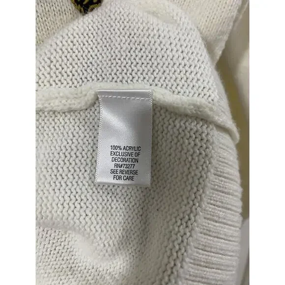 Croft & Barrow women Red Cardinal Sweater Ivory Embellished Soft Acrylic Large - Picture 6 of 11